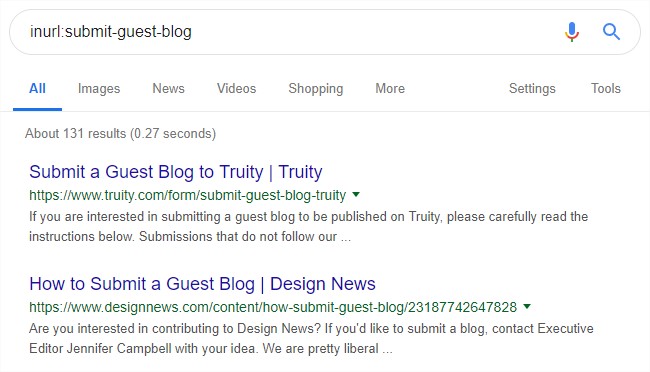 Inurl Search Operator