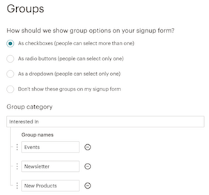 Mailchimp Groups Example