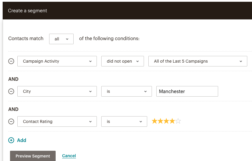 Mailchimp Segment Example
