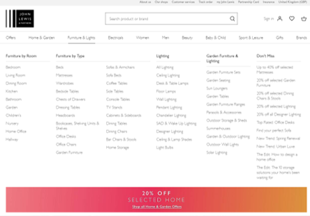 Mega menus - good for website optimisaton
