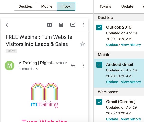 Mailchimp Inbox Preview