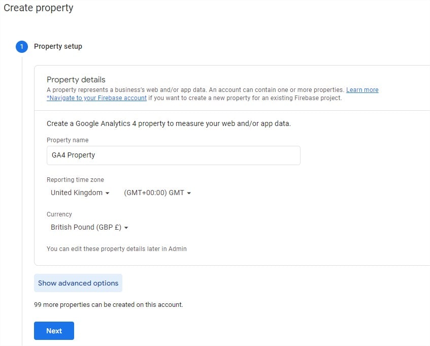 GA4 Property Set Up Step 2